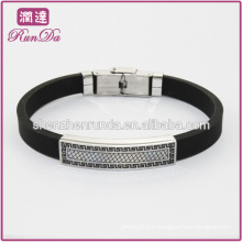 Bracele en silicone en acier inoxydable 2014 bracelet en silicone en gros